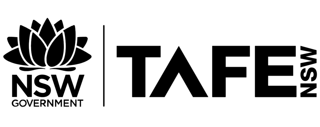 Logo: Tom's strategy & transformation work with the NSW Government. Public Service. TAFE NSW.